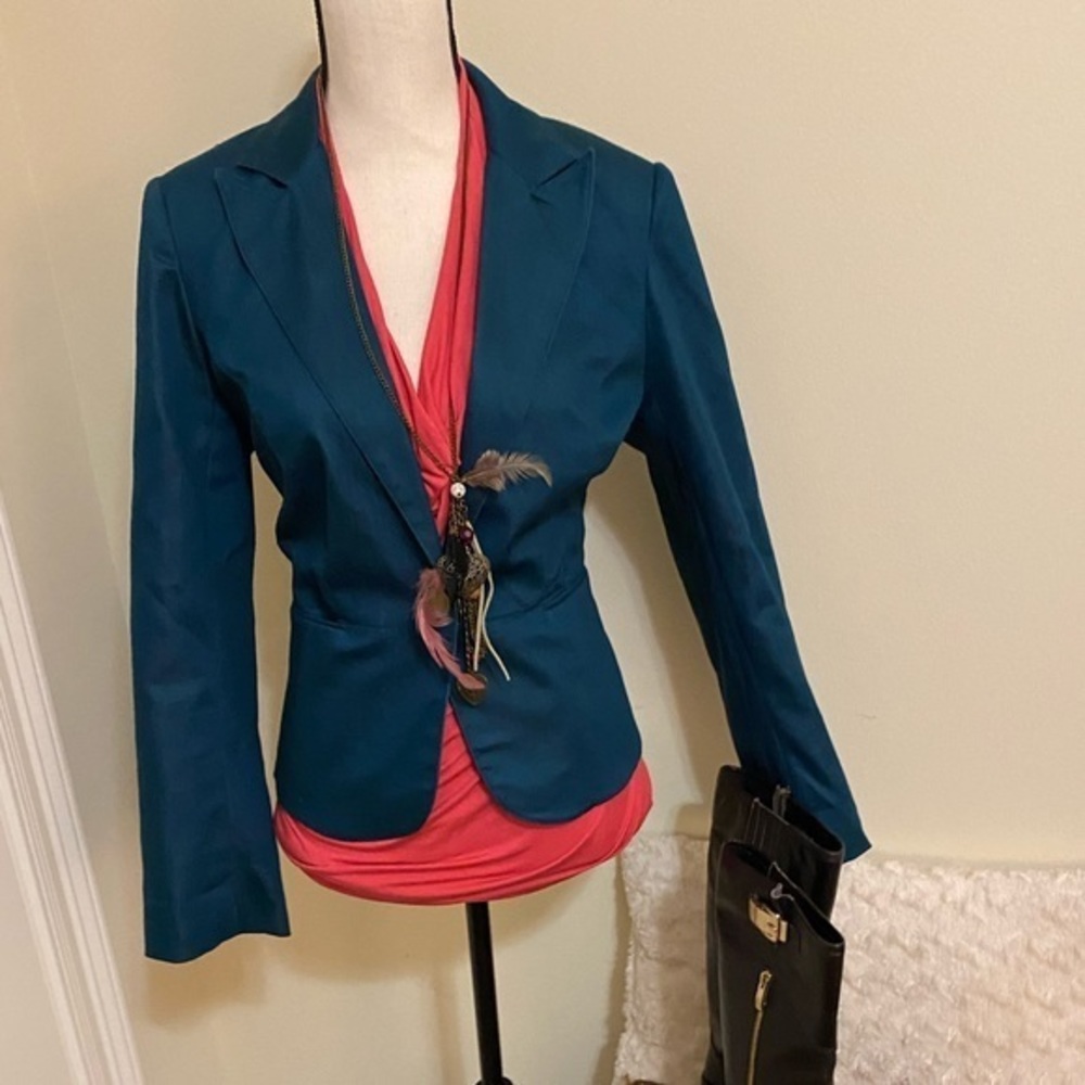 Teal Blazer One Button Blazer.